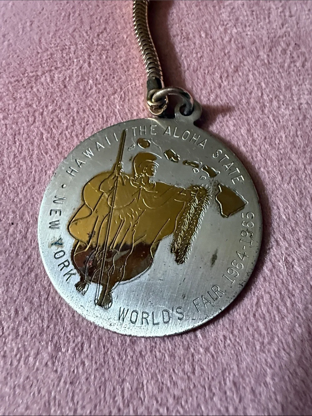 Vintage Hawaii World's Fair 1964-1965 Gold & Silver Keychain